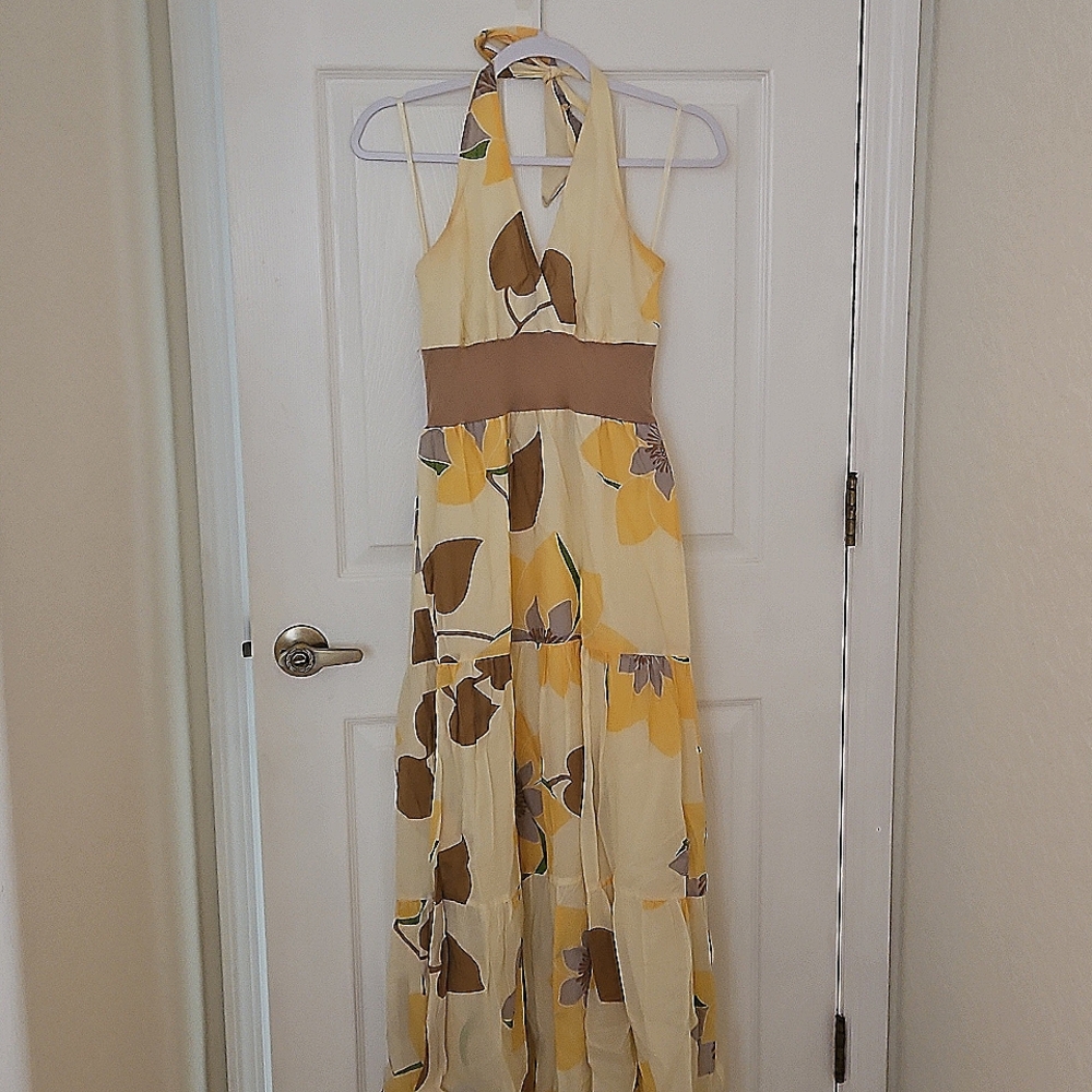 Johnny Martin halter tiered maxi dress. S